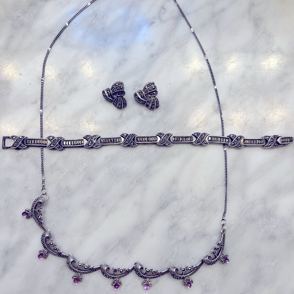 Marcasite necklace, bracelet, and earrings!